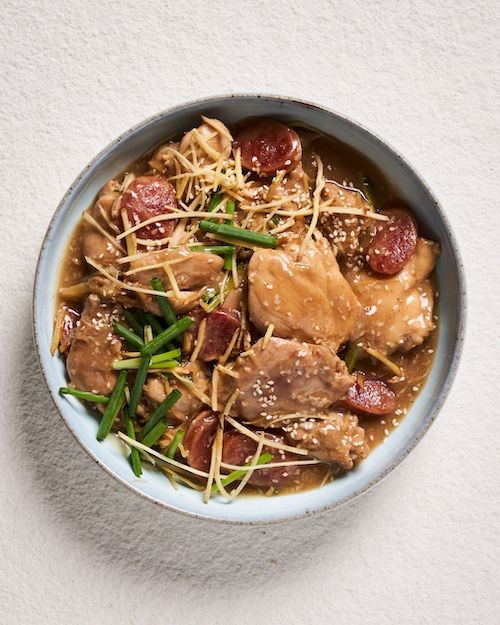 Chinese Sausage and Chicken in Soy Sauce