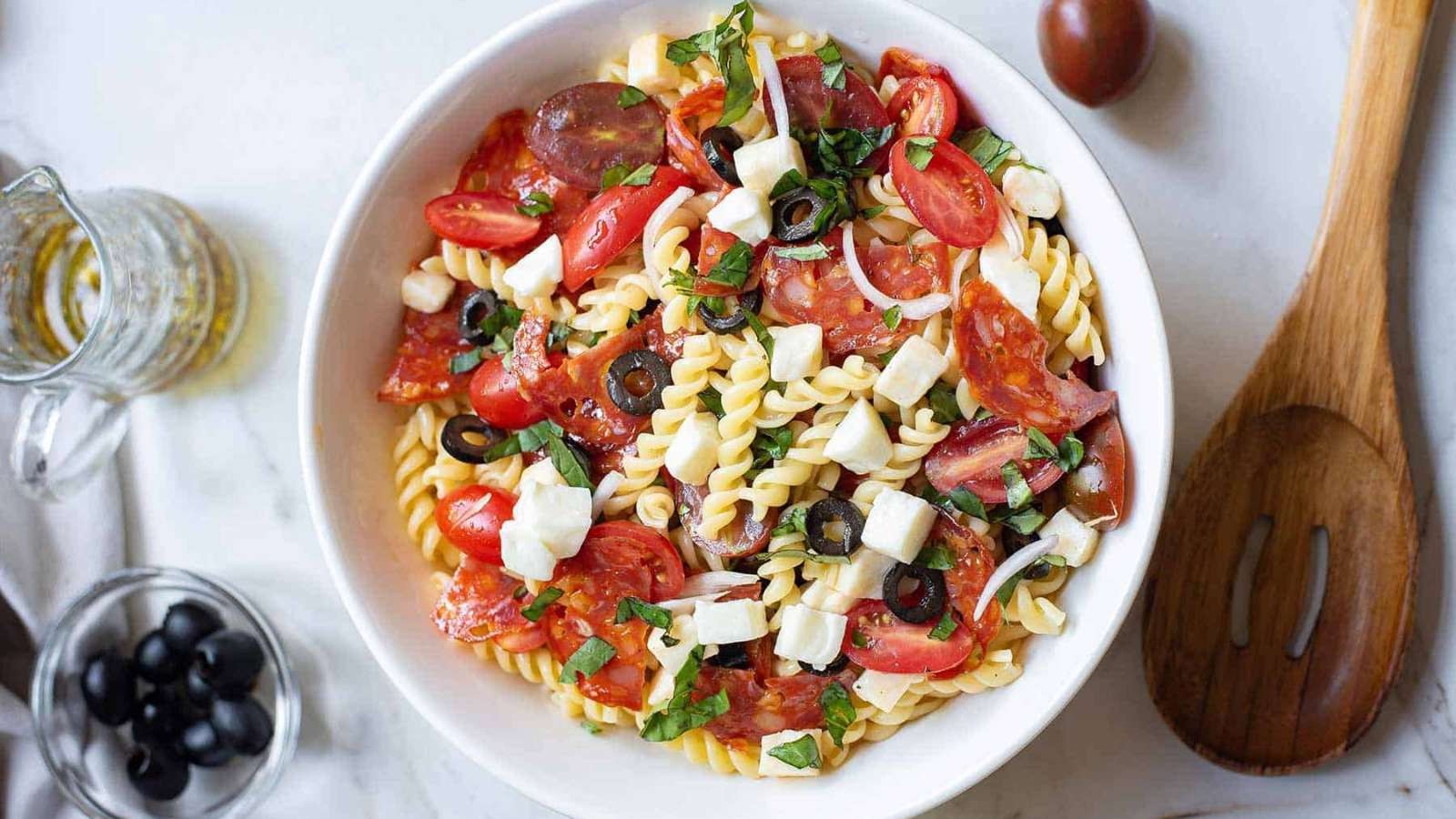 Mediterranean Pizza Pasta Salad