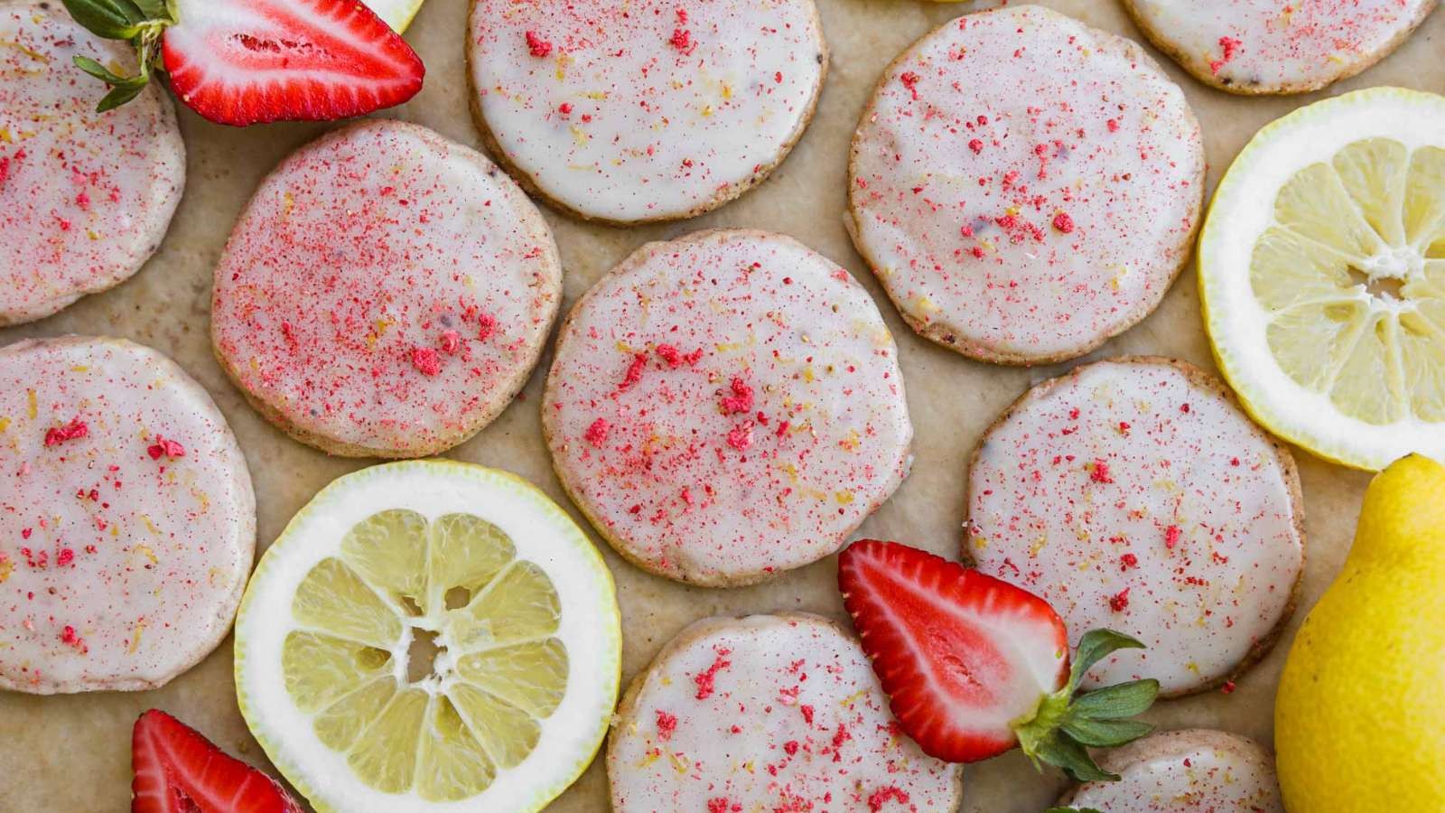 Strawberry Lemonade Shortbread Cookies
