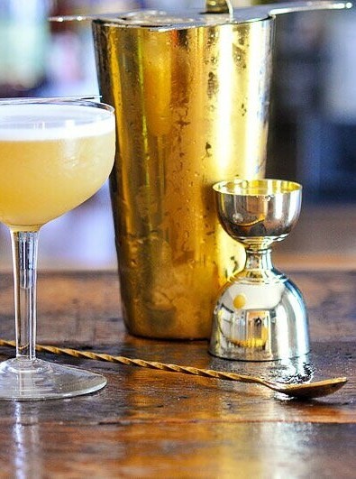 Bourbon Peach Sour Cocktail