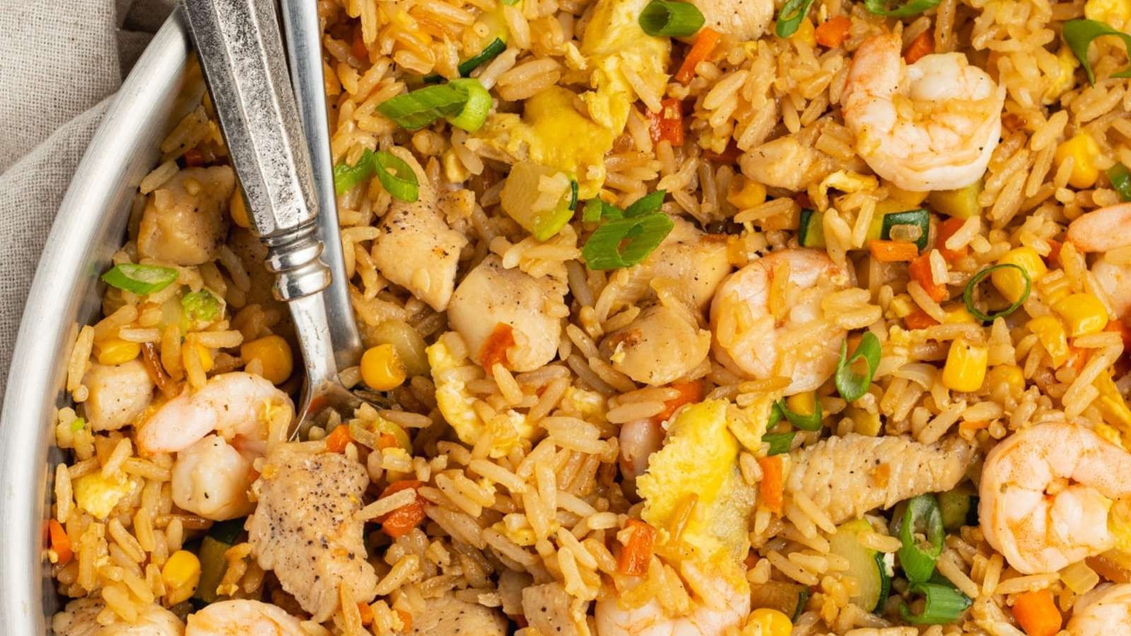 Shrimp and Chicken Stir-Fried Rice Delight