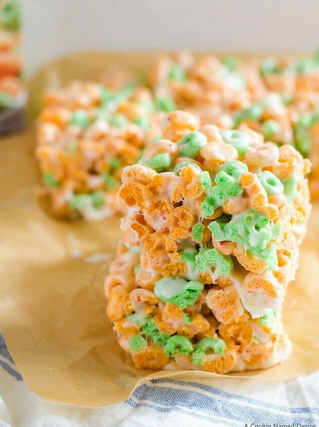 Cereal Treat Bars with Marshmallow Milk Glaze