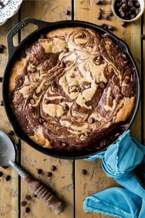 Skillet Chocolate Chip Cookie Brownie Delight
