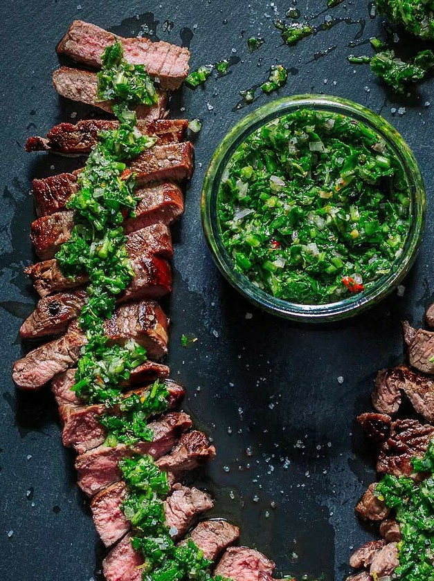 Herby Flank Steak with Fresh Sauce