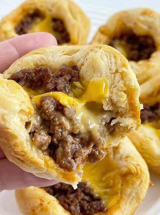 Mini Beefy Biscuit Cups with Melted Cheese