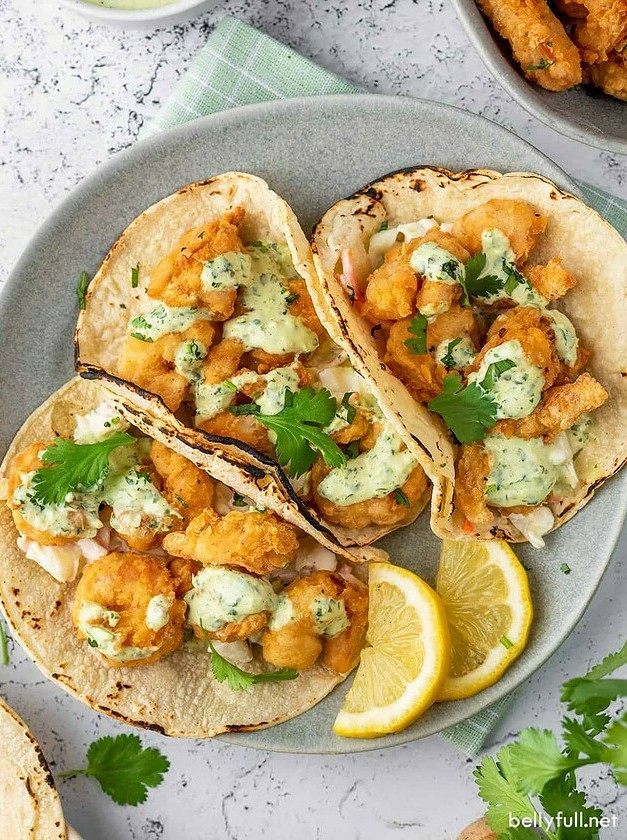 Shrimp Tacos with Crispy Popcorn Twist
