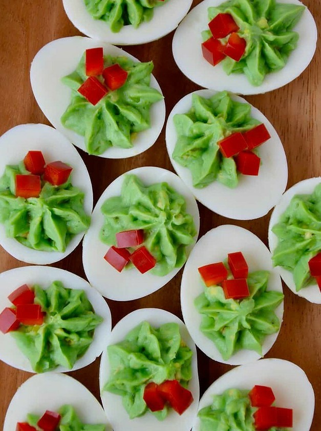 Green Holiday Deviled Eggs Delight