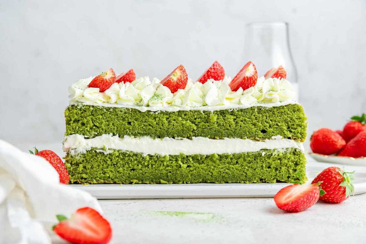 Bright Green Layered Matcha Dessert