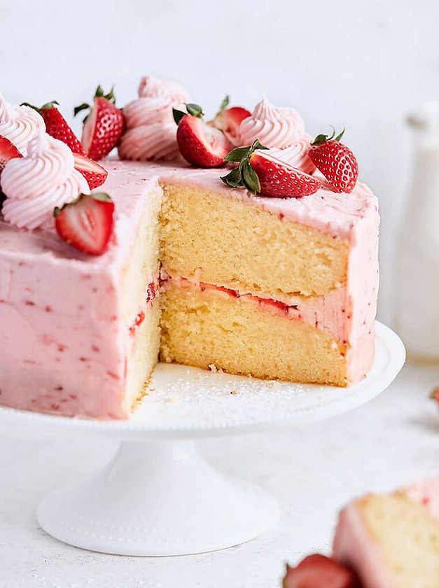 Strawberry Springtime Layered Delight Cake