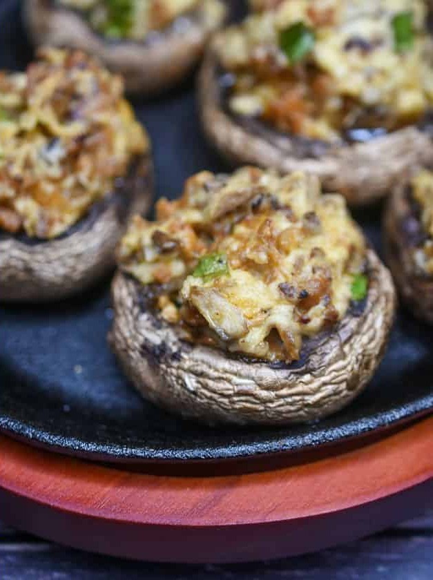 Cheesy Mushroom Caps with Sausage Filling