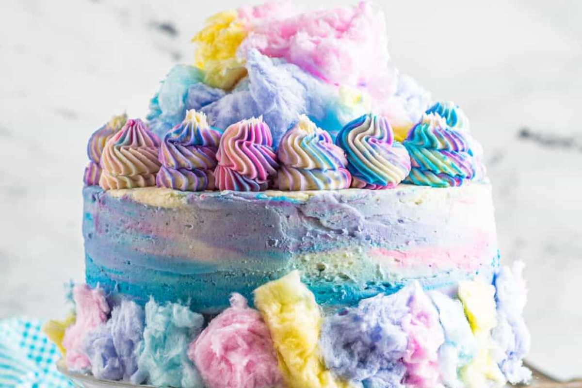 Colorful Cotton Candy Celebration Cake