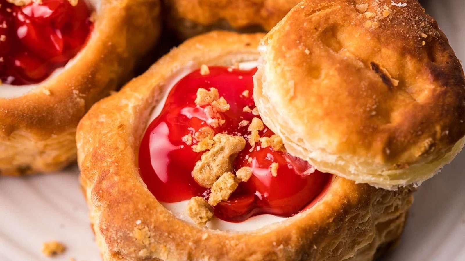 Cherry Puff Pastry Mini Cheesecakes