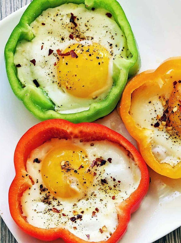 Eggs in Colorful Bell Pepper Cups
