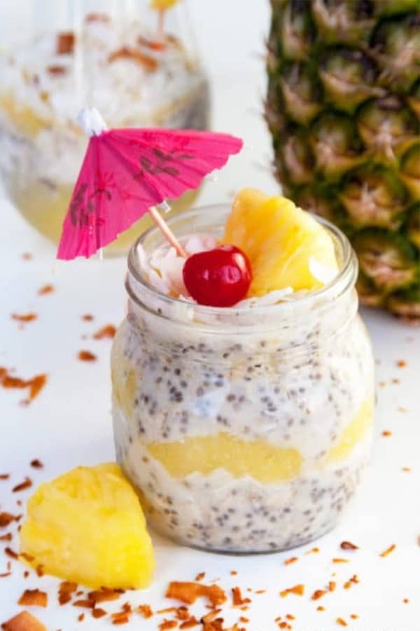 Bewitching Pina Colada Oatmeal in a Jar