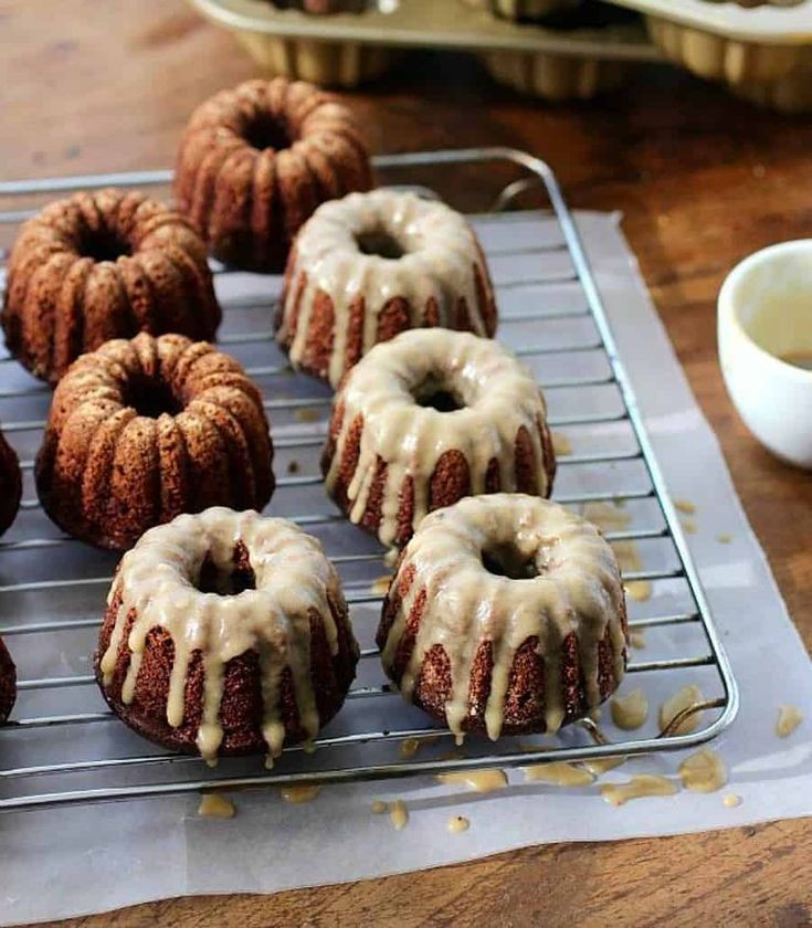Toffee Peanut Butter Bundts with Crunchy Topping