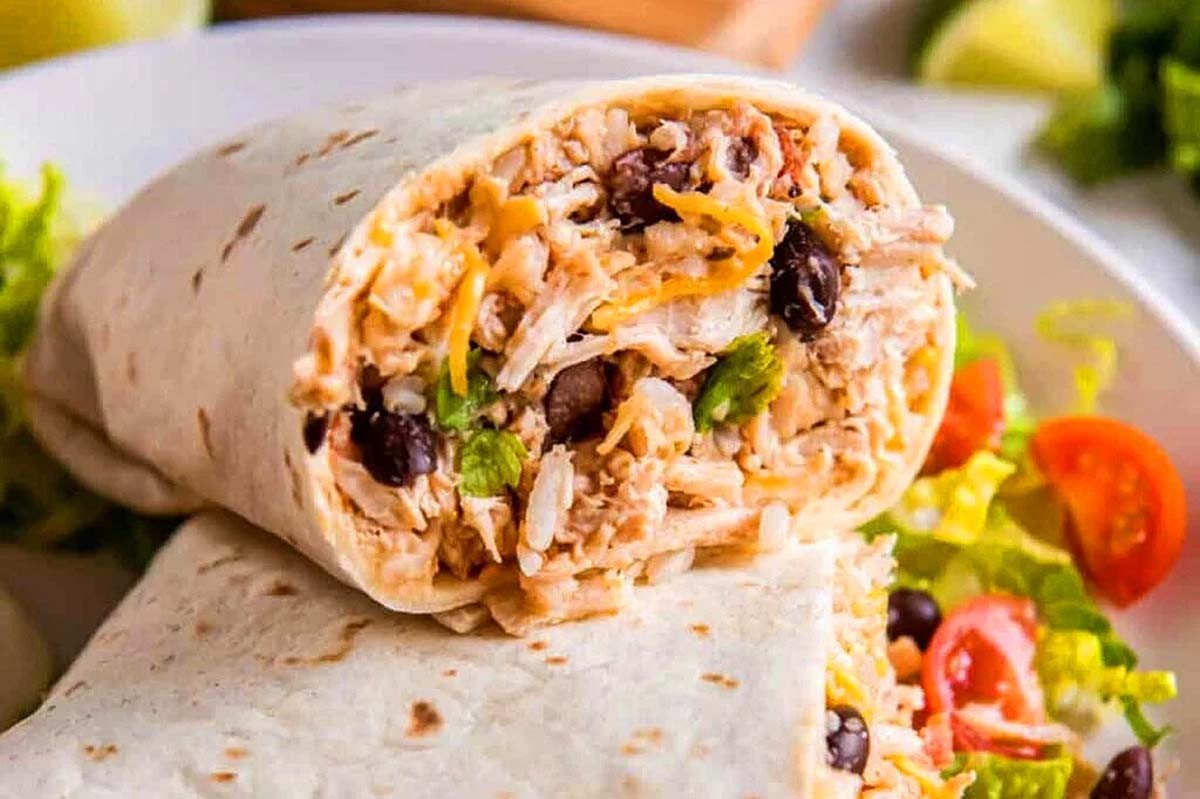 Easy Slow Cooked Chicken Filled Burritos