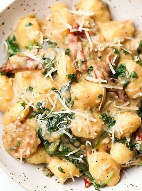 Vegan Gnocchi in Creamy Tuscan Style