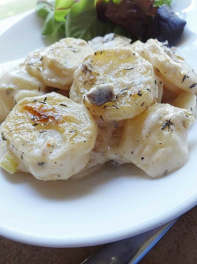 Scalloped Potatoes with Mushroom Cream Sauce