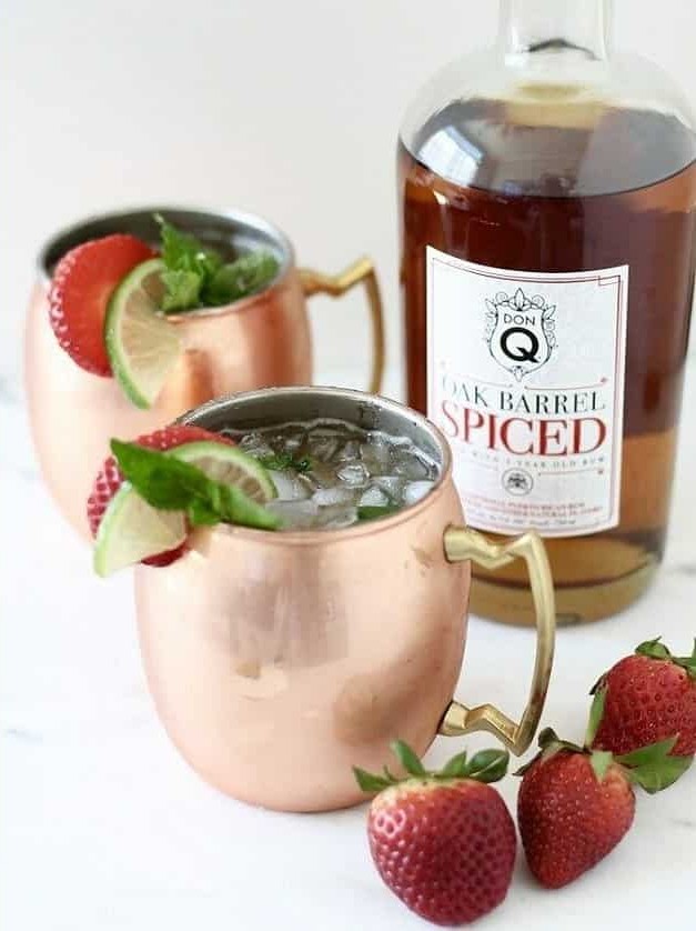 Strawberry-Lime Spiced Rum Moscow Mule