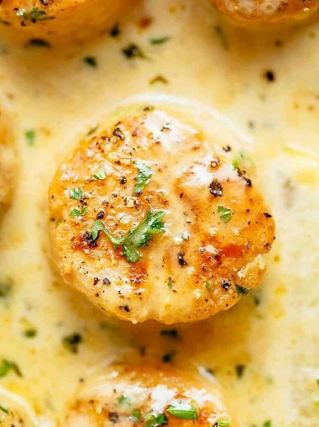 Scallops in Rich Garlic Cream Sauce