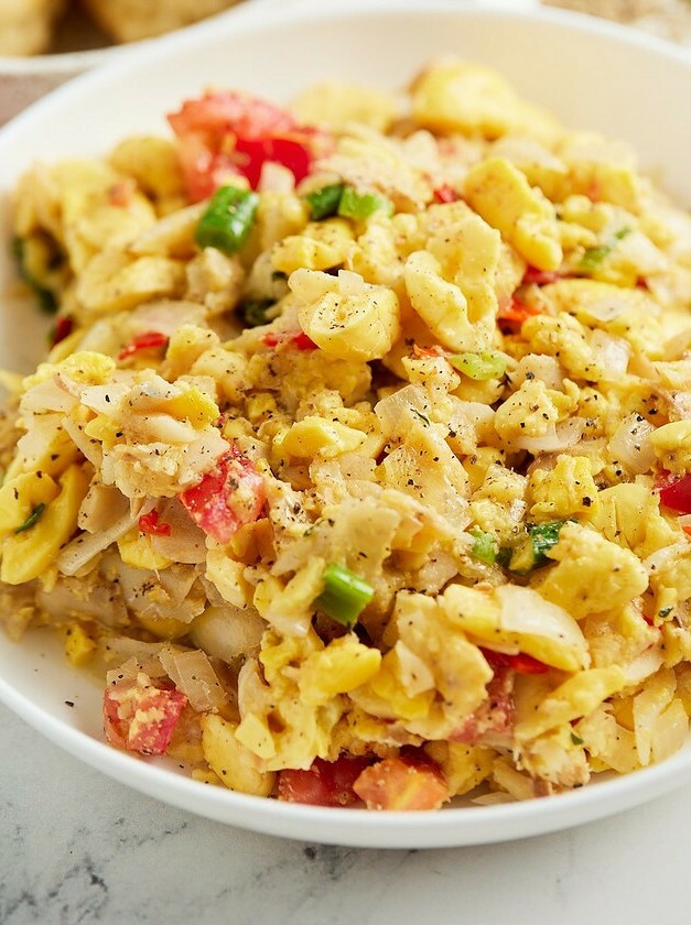 Jamaican Breakfast Delight: Salted Cod with Ackee