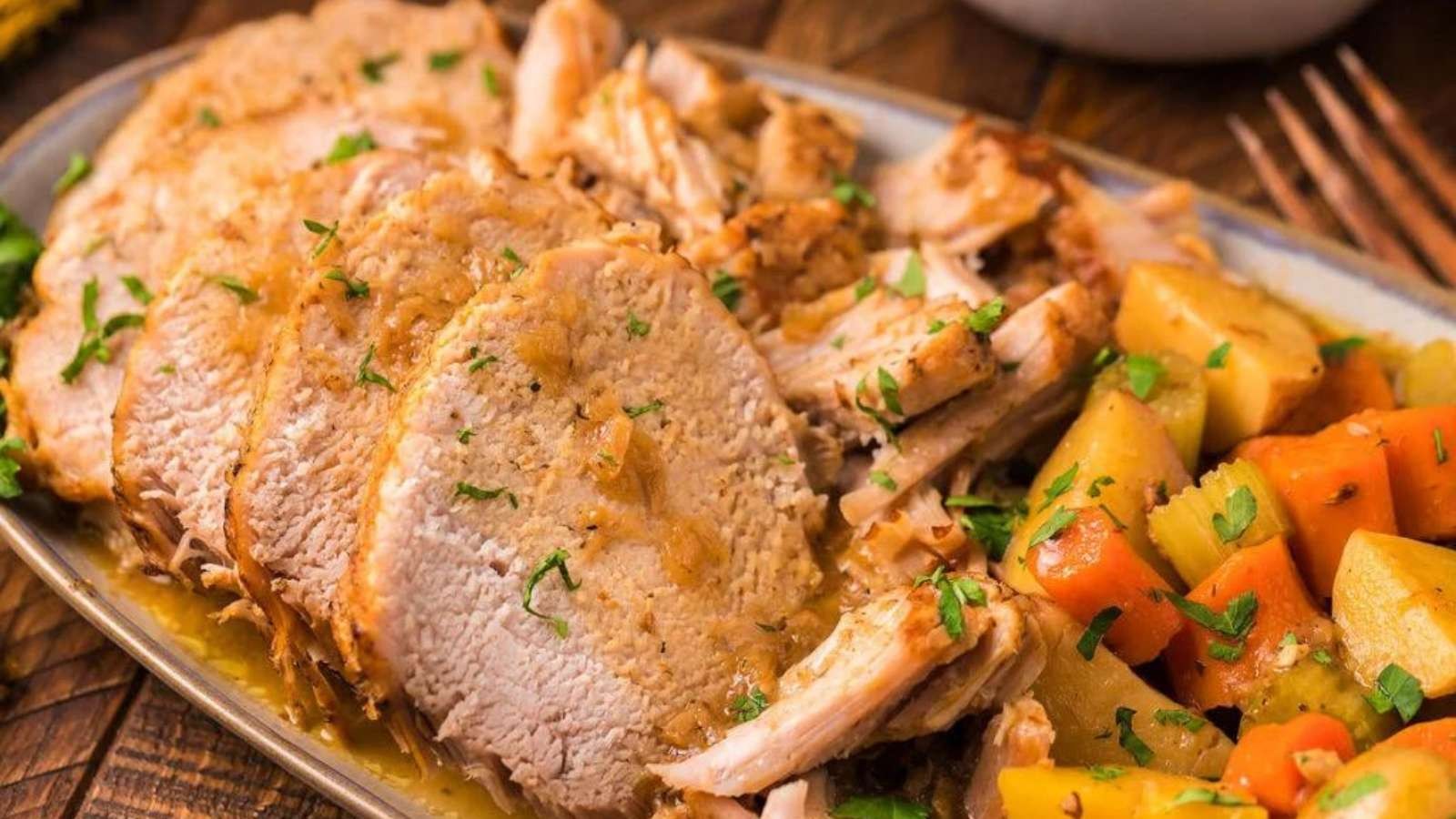 Pressure Cooked Pork Loin with Fresh Veggies