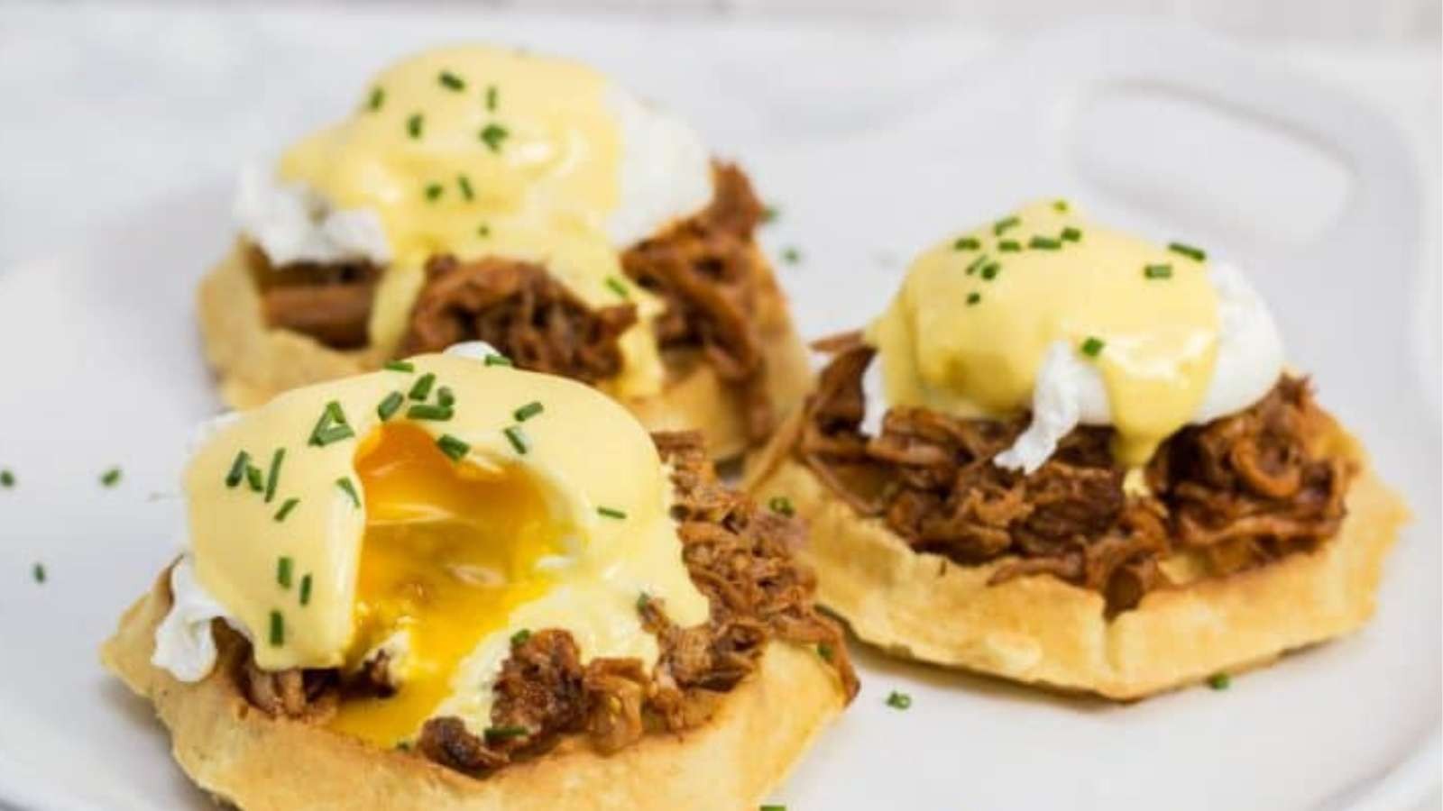 BBQ Pulled Pork Waffle Eggs Royale