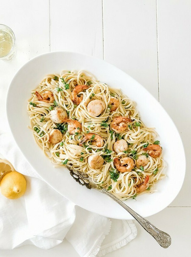 Citrusy Scallop and Shrimp Pasta