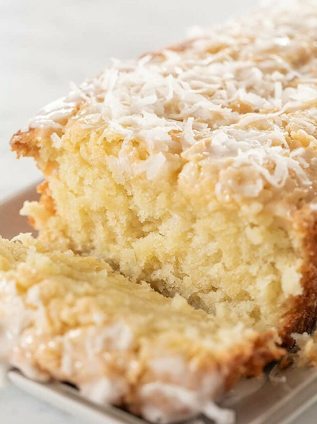 Moist Coconut Glazed Loaf Delight