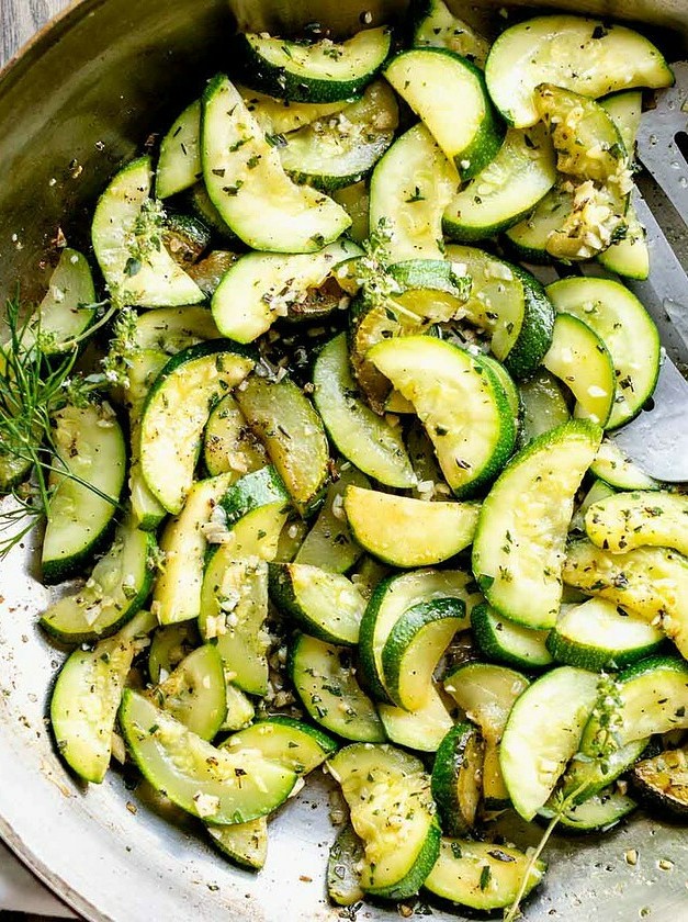 Quick Zucchini Saute with Garlic & Herbs
