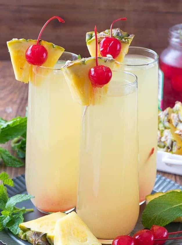 Tropical Pineapple Champagne Cocktails