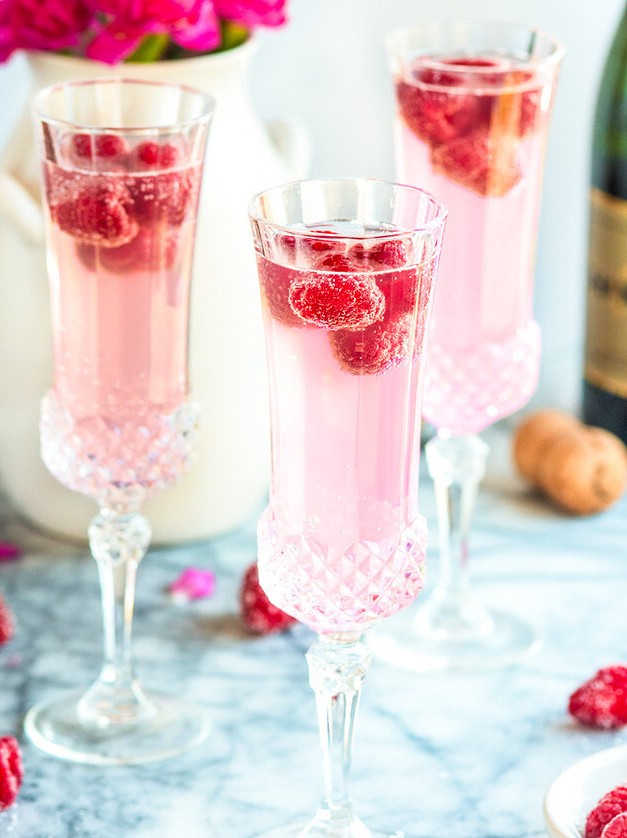 Raspberry Twist on Classic Mimosa Cocktails