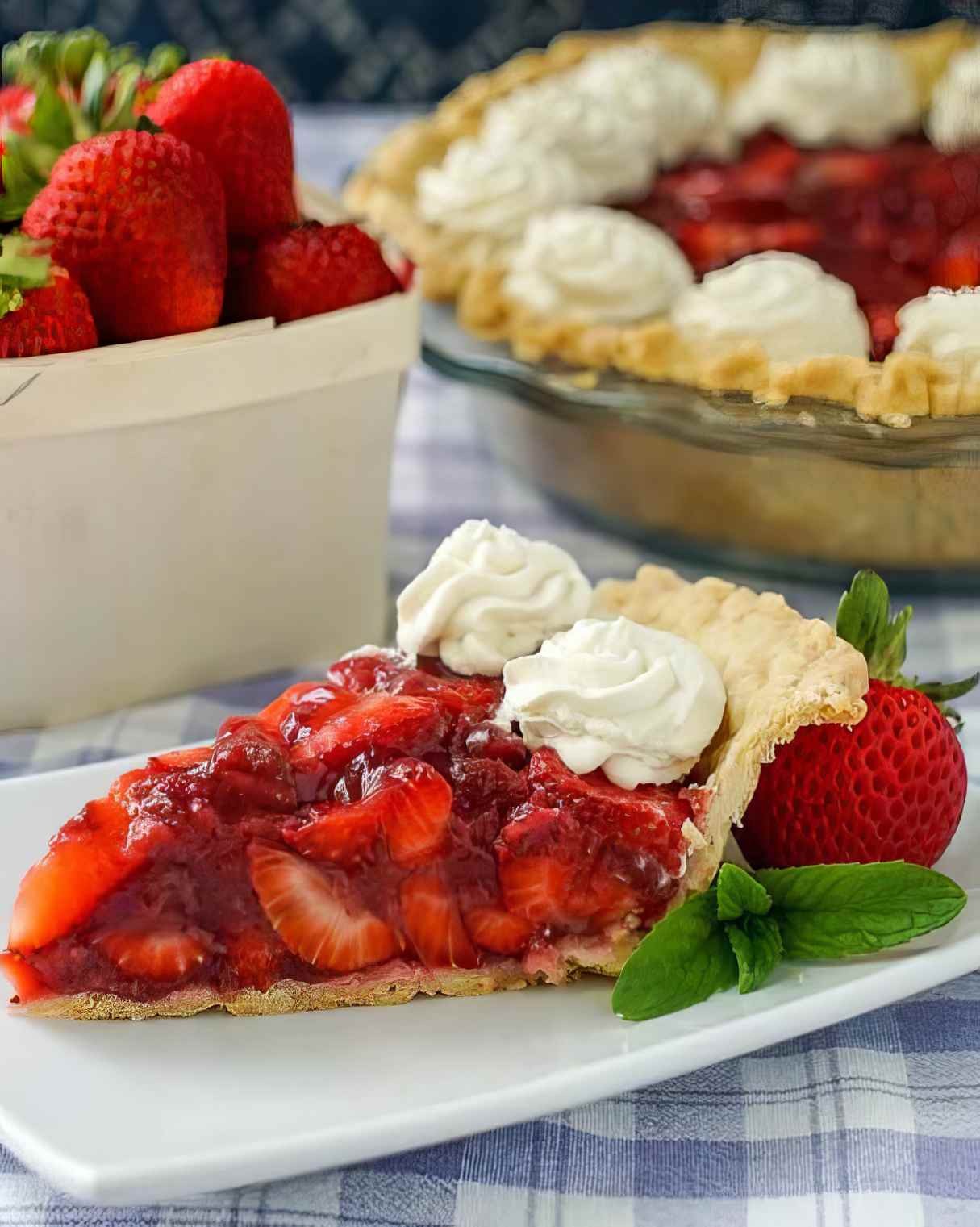 Fresh Strawberry Pie with Whipped Cream Topping