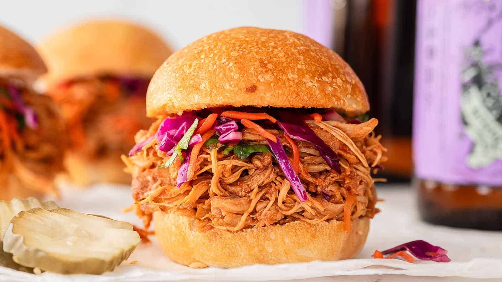 Easy Pulled Chicken Sliders in a Slow Cooker