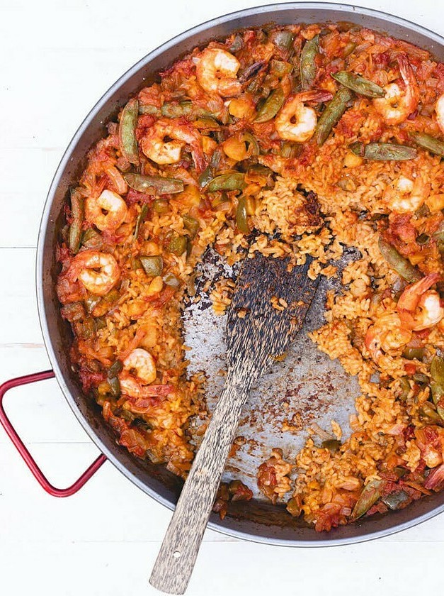 Seafood Paella Cooked Over Open Flames