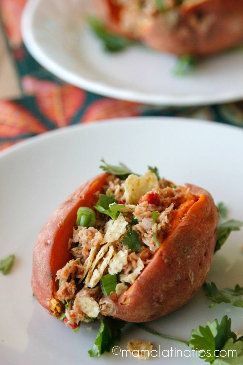 Tuna Filled Baked Sweet Potato Delight