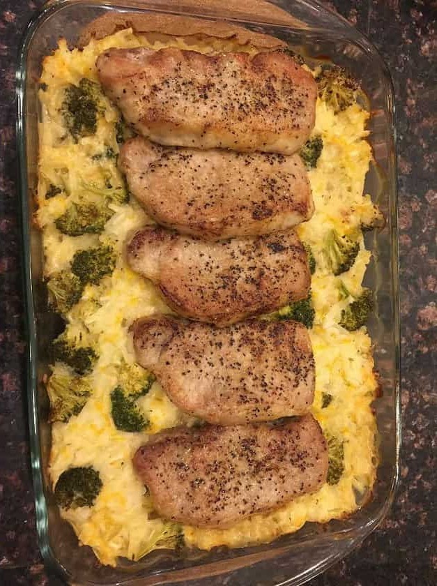 Cheesy Pork Chop Casserole with Broccoli