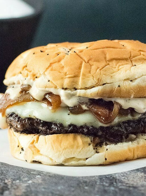 Beef Burgers with Sweet Caramelized Onions