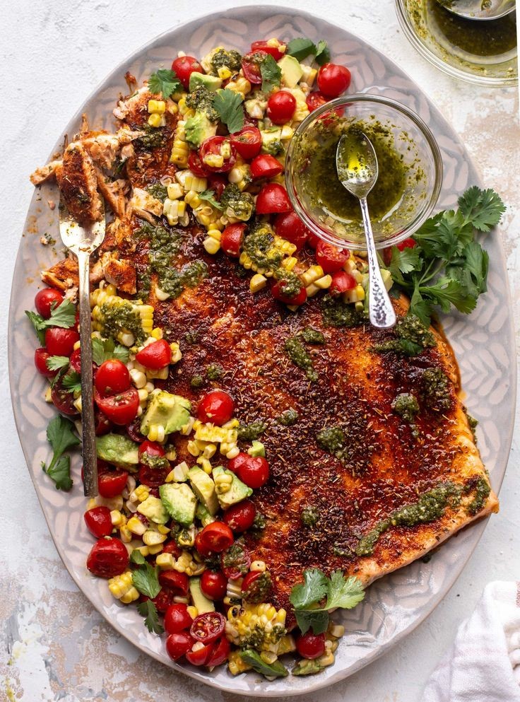 Summer Salmon Salad with Honey Mustard Crunch