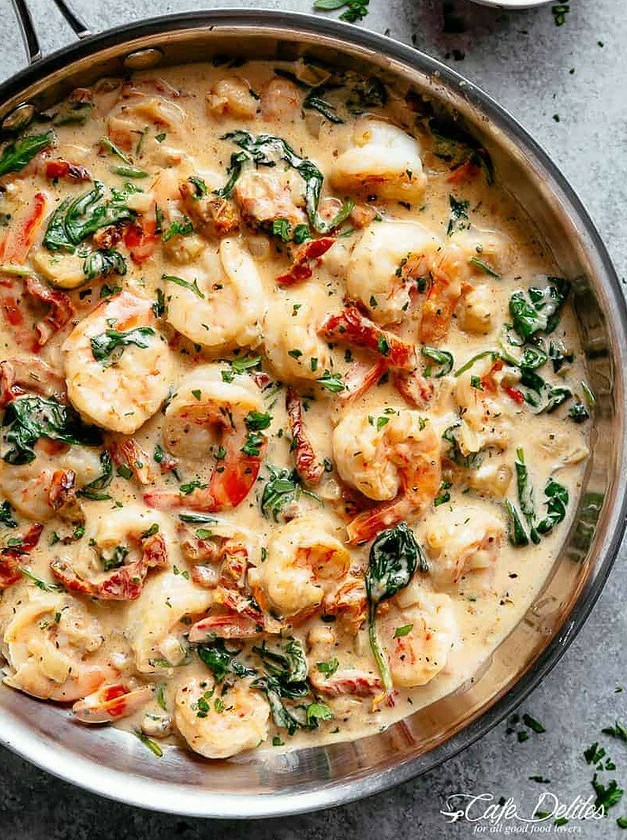 Shrimp in Tuscan Garlic Cream Sauce