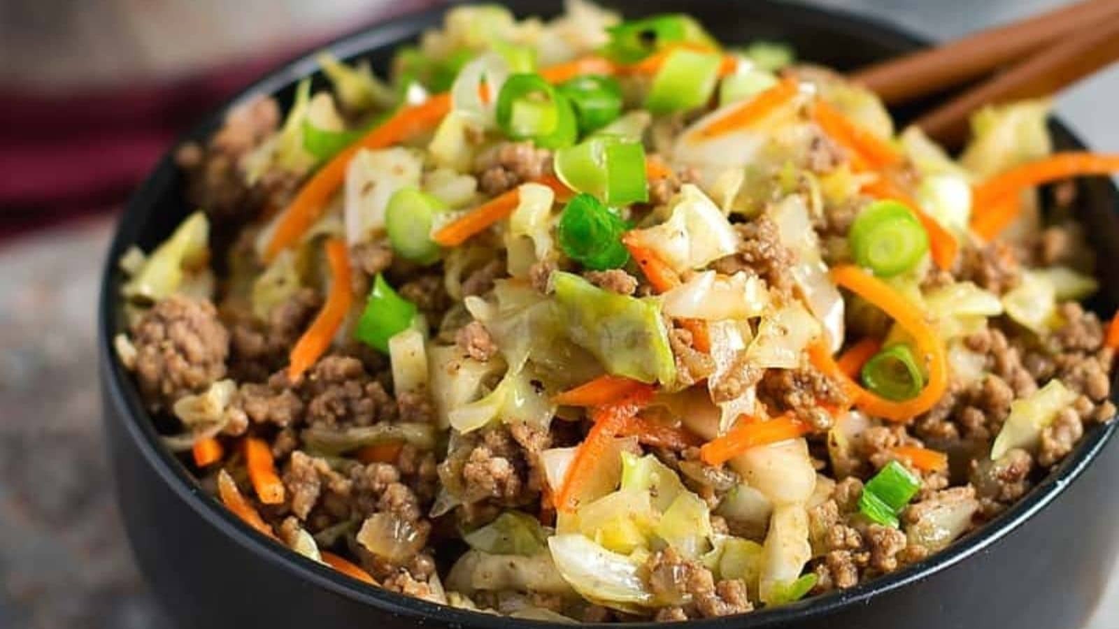 Veggie-Packed Slaw Style Egg Roll Bowl