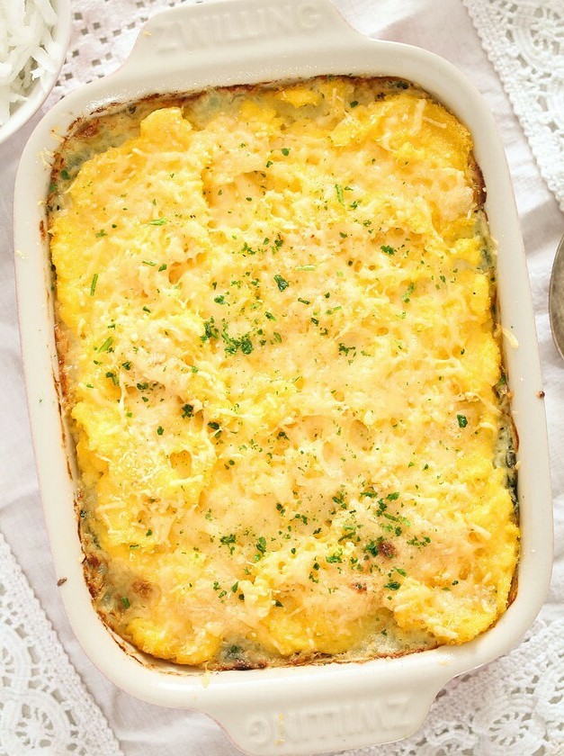 Creamy Polenta Spinach Casserole Recipe
