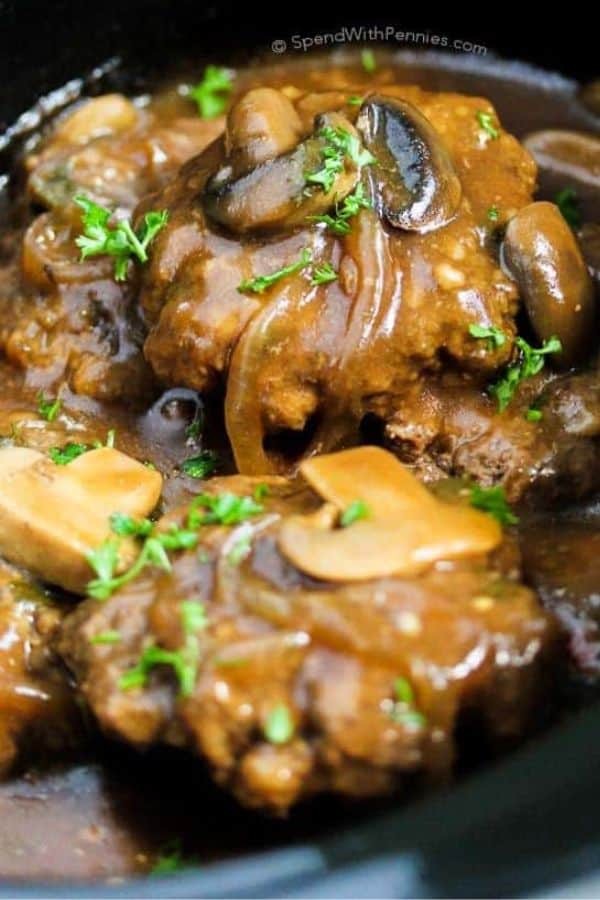Slow Cooker Mushroom Beef Patties
