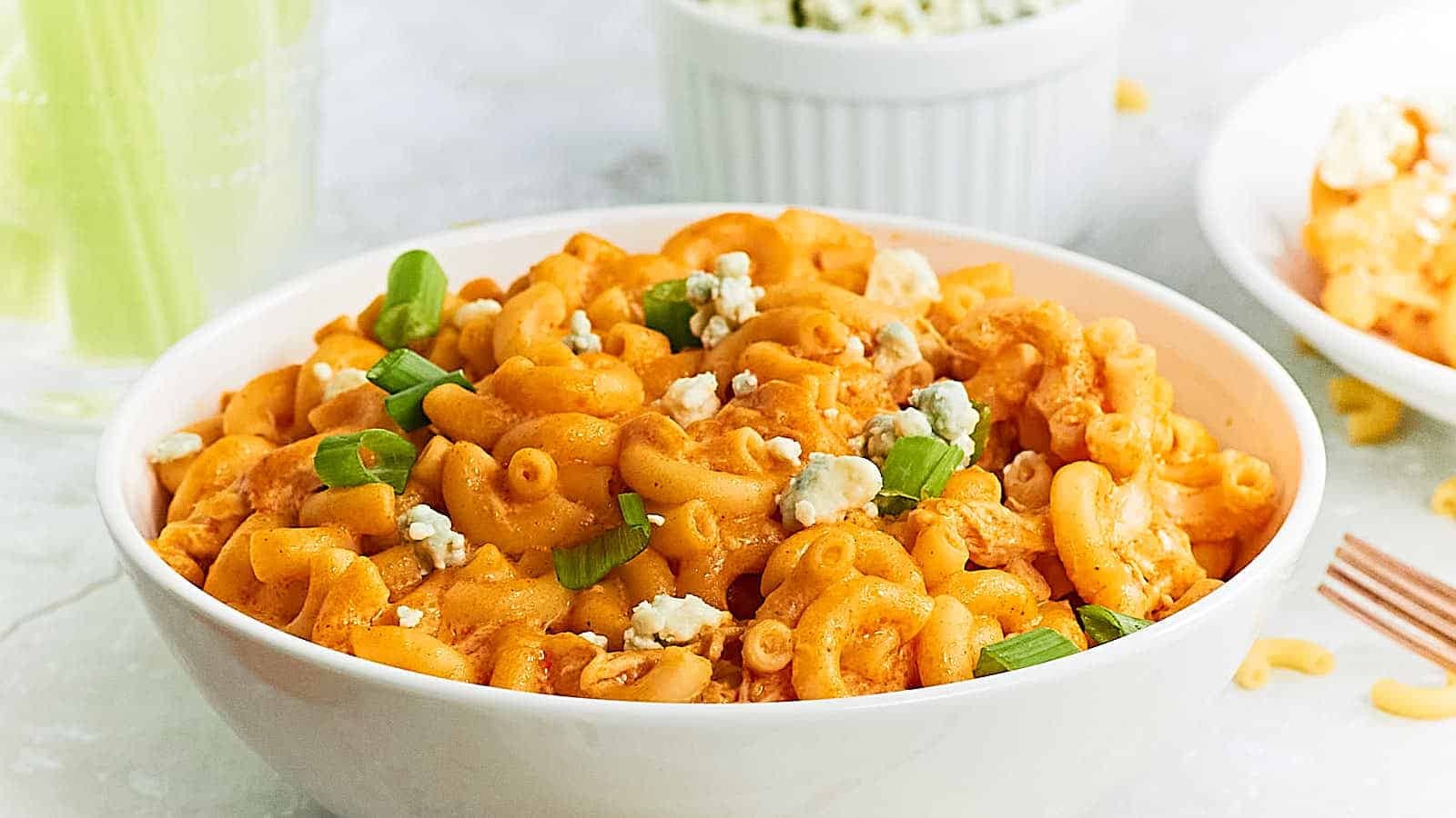 Spicy Buffalo Chicken Pasta Bake