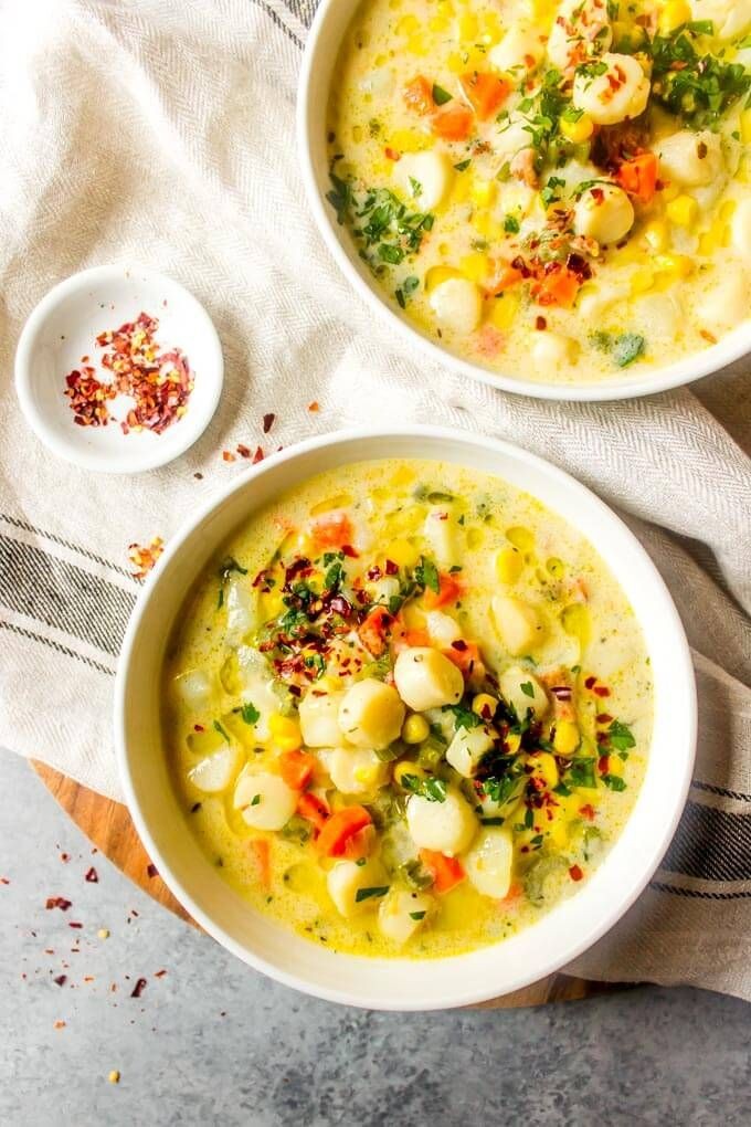 Scallop Chowder with Bay Delights