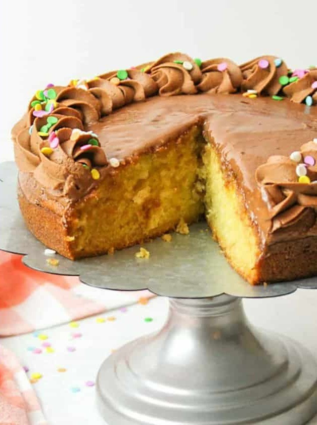 Classic Yellow Cake with Decadent Chocolate Frosting