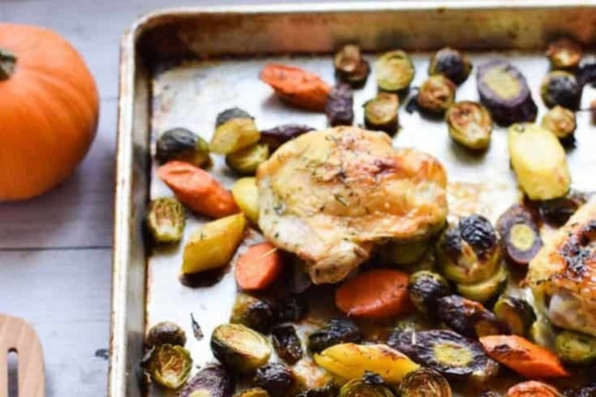 Easy Sheet Pan Chicken and Sprouts