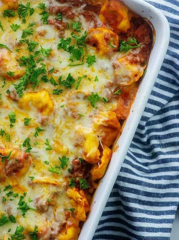 Cheesy Tortellini Casserole Delight