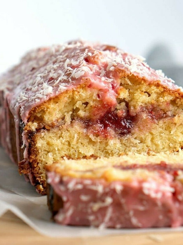 Coconut Raspberry Jam Loaf Cake Delight