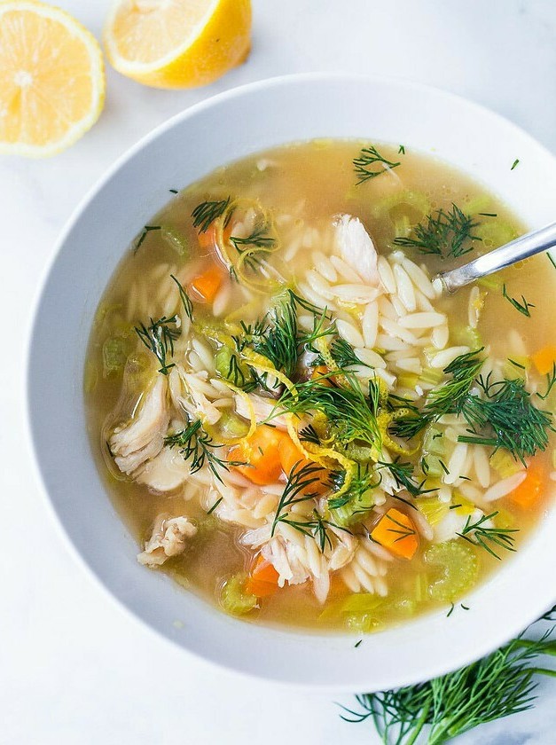 Zesty Lemon Chicken Orzo Spring Soup